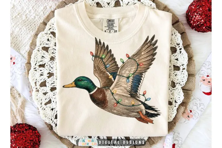 Christmas Mallard PNG | Holiday Lights Mallard Duck PNG