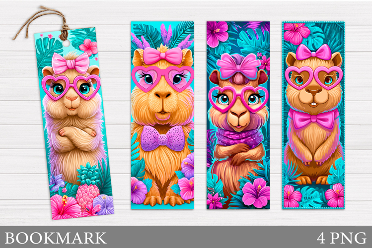 Funny Capybara Bookmark Design. Summer Bookmark Printable example image 1