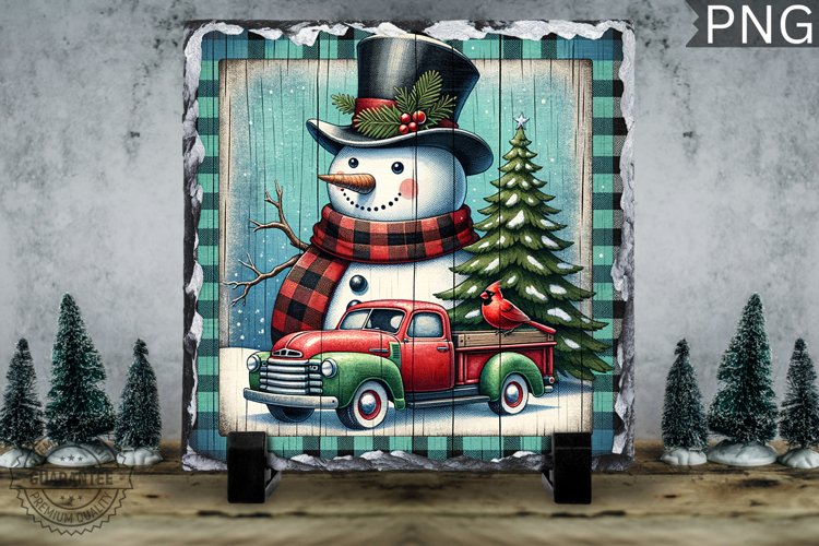 Christmas Snowman, Christmas Square Sublimation Slate Design