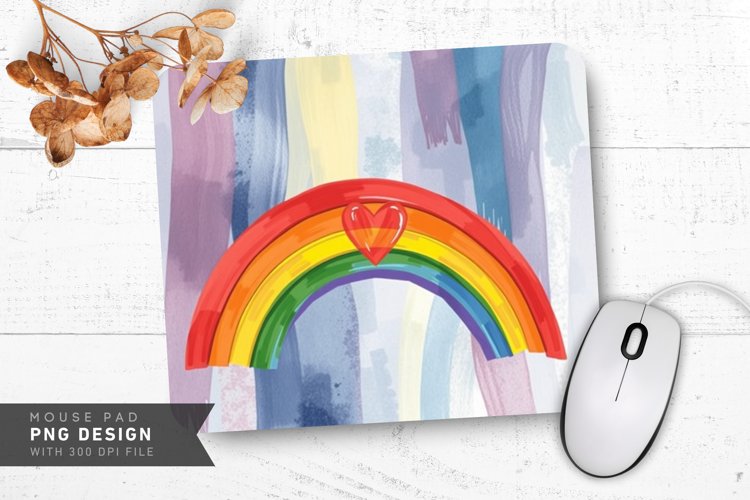 Abstract Heart Rainbow Mouse Pad PNG Design