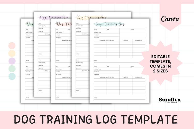 Dog Training Log Template 2 | Session-Based