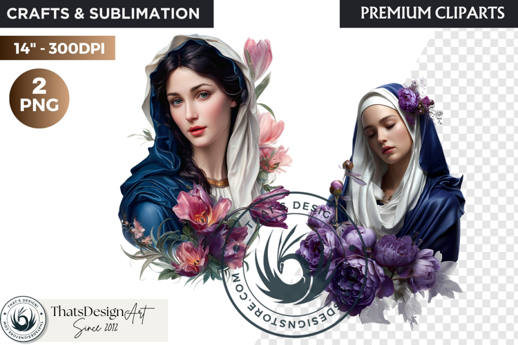 Floral Virgin Mary Clipart PNG, Mother with Jesus, bible