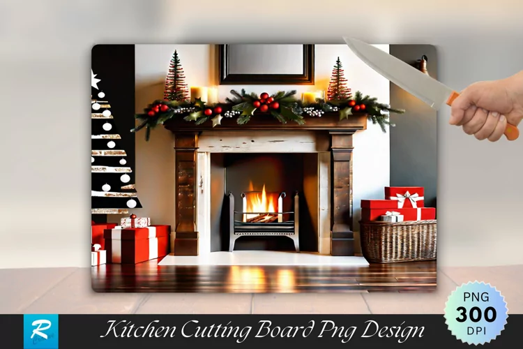 Rustic Farmhouse with Natural Christmas Decor Cutting Board