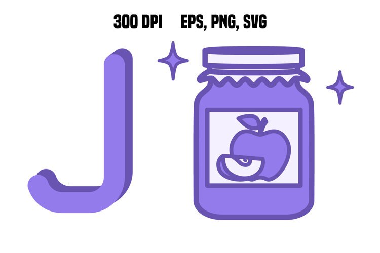 Purple Letter J and Jam. Vector example image 1