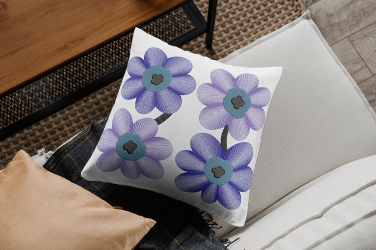 Blue Floral Cushion Embroidery Design