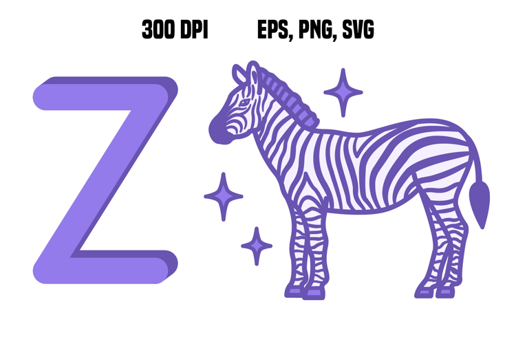 Purple Letter Z and Zebra