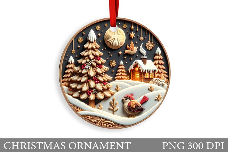 Cute Bird Christmas Ornament. Christmas Sublimation example image 1