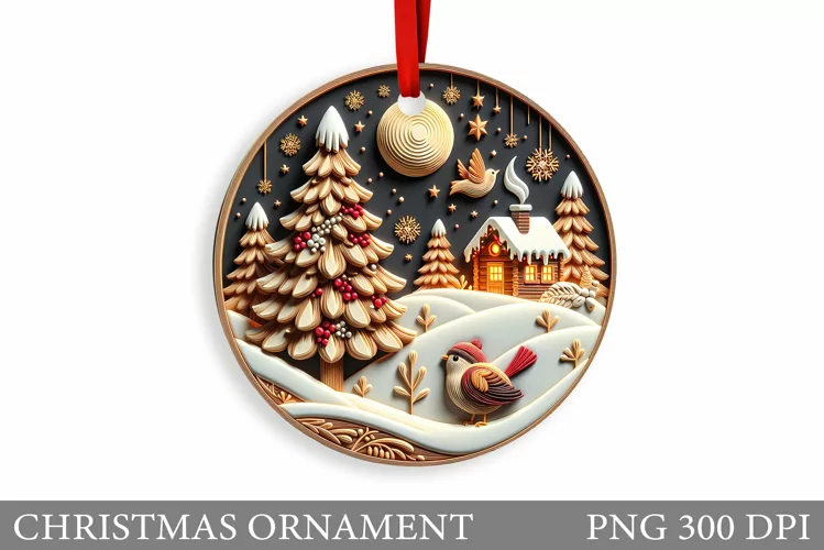 Cute Bird Christmas Ornament. Christmas Sublimation
