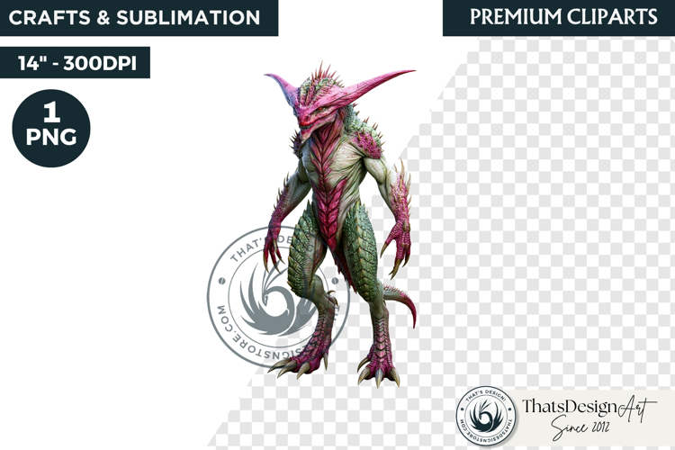 Halloween Acid Monster Clipart PNG Neon Fantasy Character