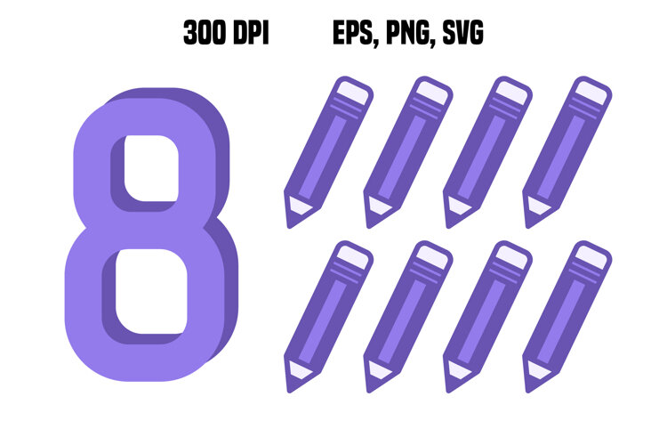 Purple Number Eight and Pencil example image 1