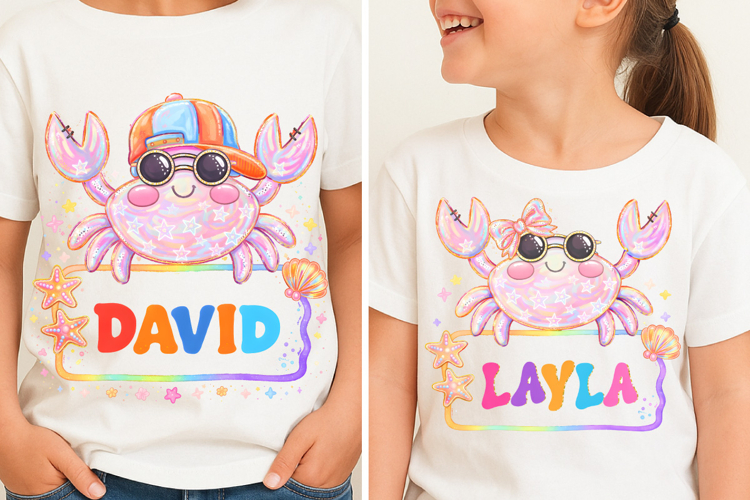 Brushstroke Custom Name Crab PNG, Summer Crab PNG, Summer