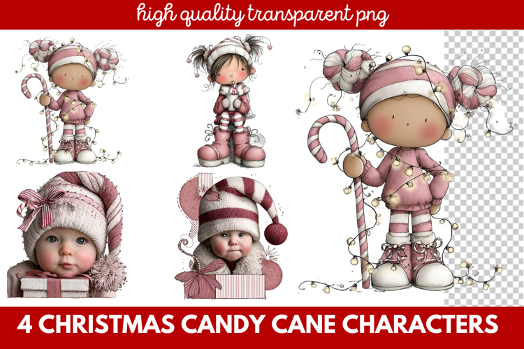 Christmas Candy Cane Characters Clipart