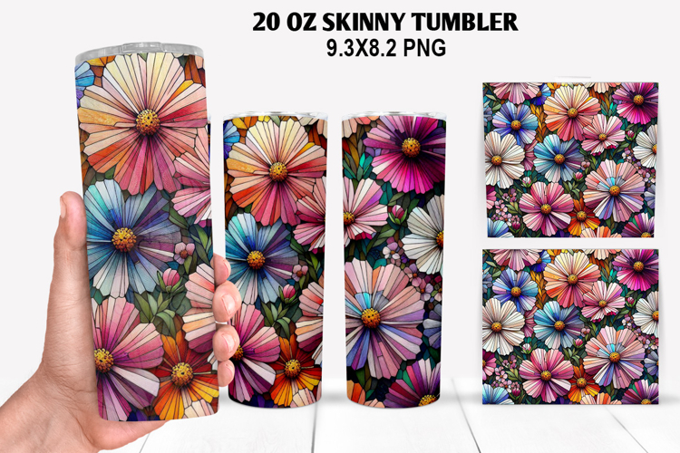 Flower Skinny Tumbler 20oz Wrap Design, Summer Tumbler Wrap