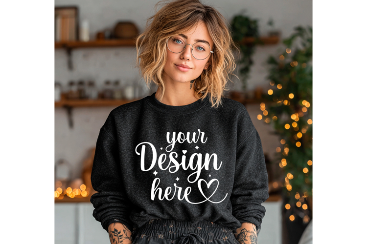 Gildan 18000 Black mockup, Gildan blank mockup