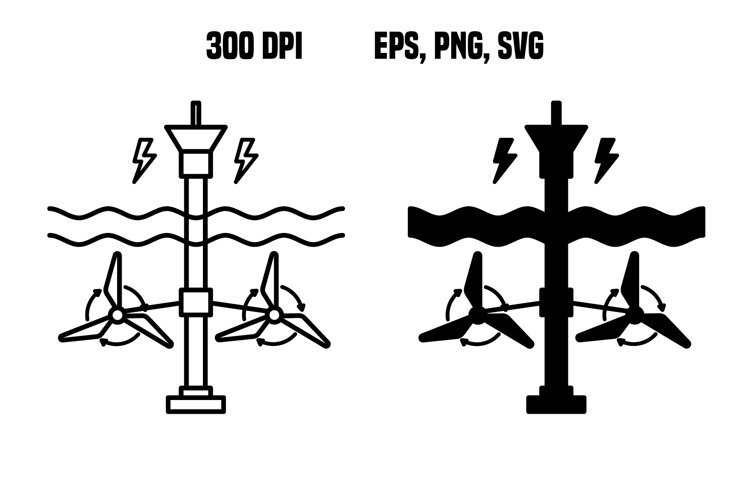 Marine Tidal Turbine Icons example image 1