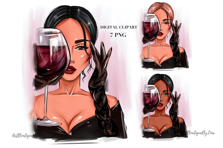 Fashion clipart, Women birthday clipart, Wine Girl PNG