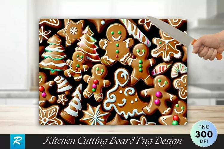 Gingerbread Background Cutting Board Sublimation Design