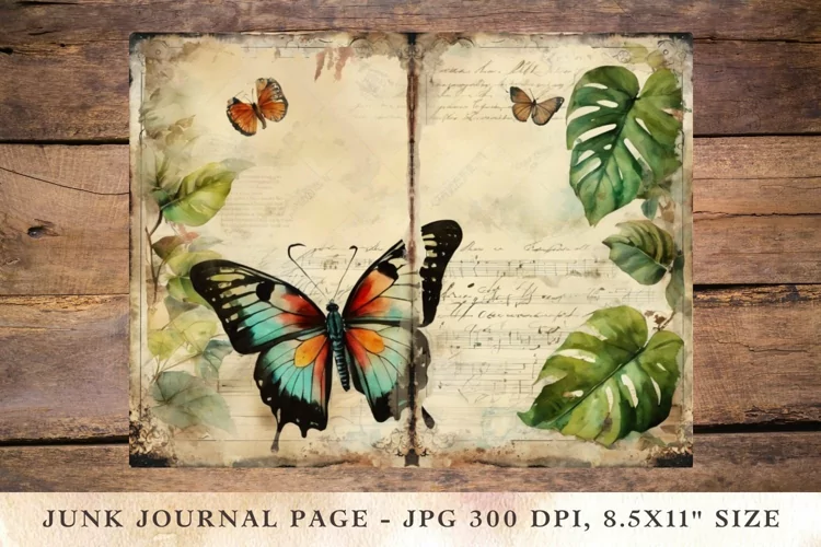 Printable Junk Journal Pages monstera 6