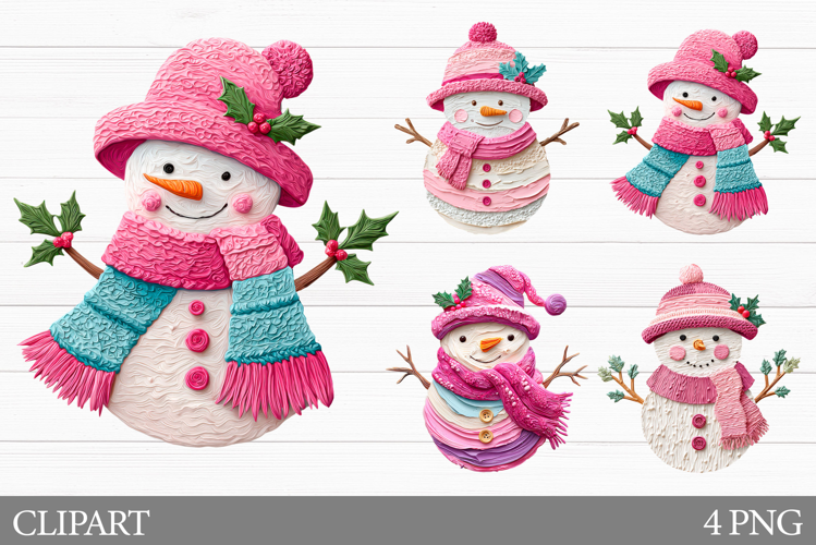 Cute Snowman Clipart. Christmas Cow Clipart