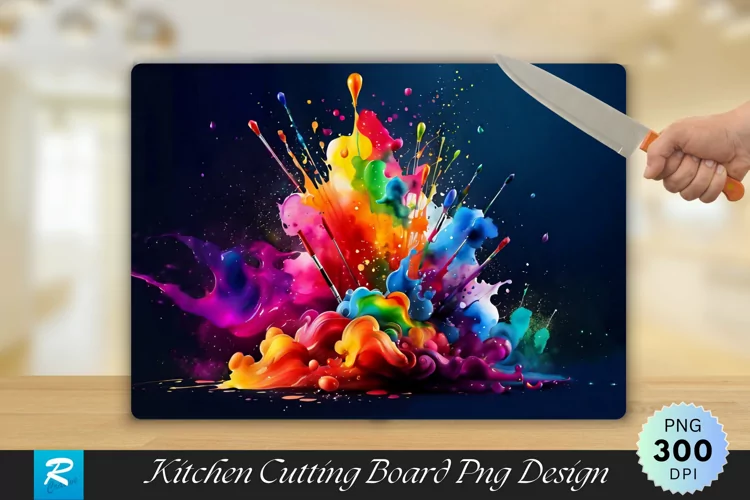 Colorful Abstract Paint Cutting Board Sublimation Design