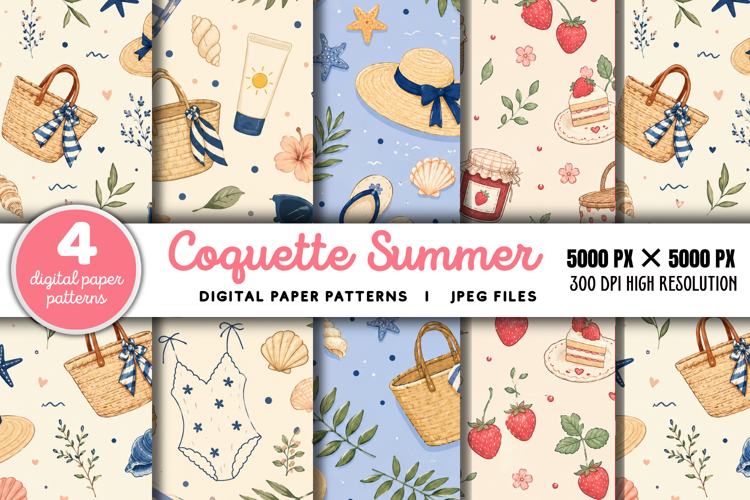 Coquette Cherry Digital Paper Bundle JPG