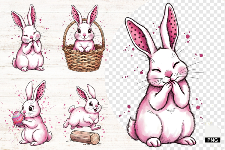 Cute Spring & Easter Bunnies Png - Eatser Bunny Clipart