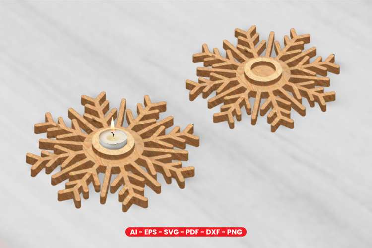 Snowflake Tealight Holder Laser Cut Design
