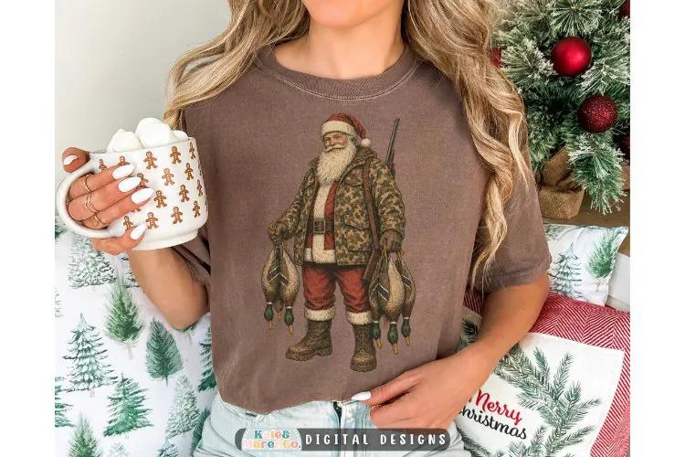 Mallard Duck Hunting Santa PNG | Vintage Outdoor Santa PNG