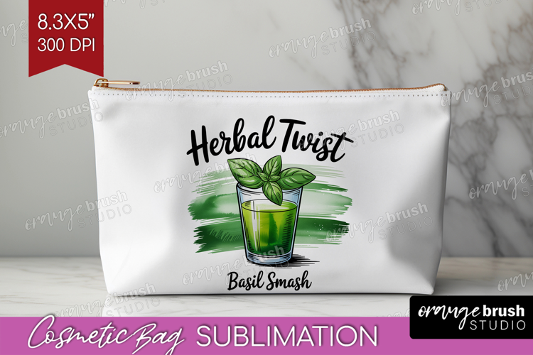 Basil Smash Cocktail Cosmetic Bag Summer Drink Makeup Bag
