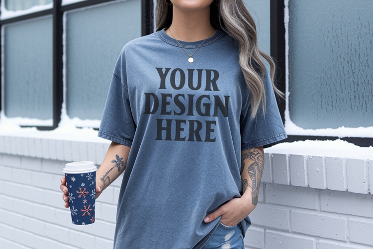 Bay Christmas Comfort Colors 1717 TShirt Mockup,cc1717 mock