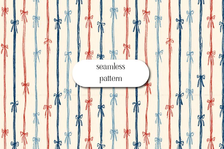 Ribbon Bow Seamless Pattern, Cute Stripe Gift Wrap Design