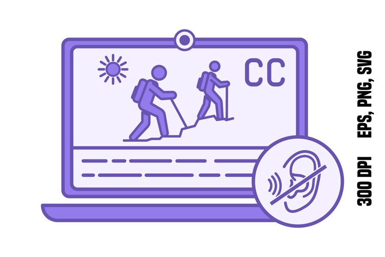 Purple Closed Captions Icon example image 1