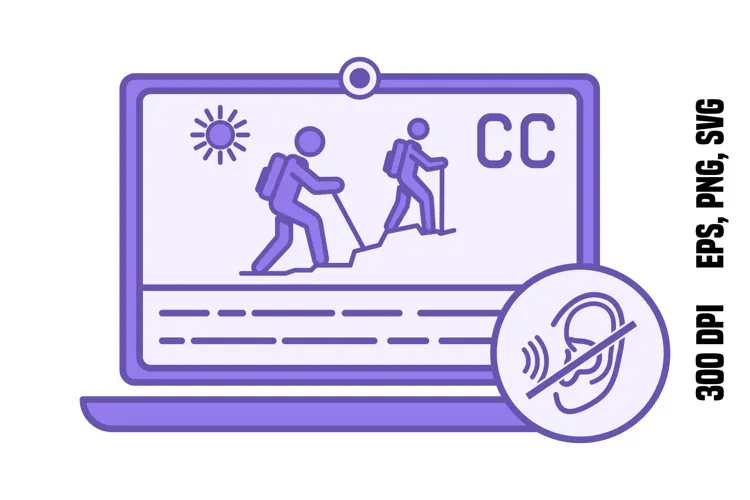 Purple Closed Captions Icon