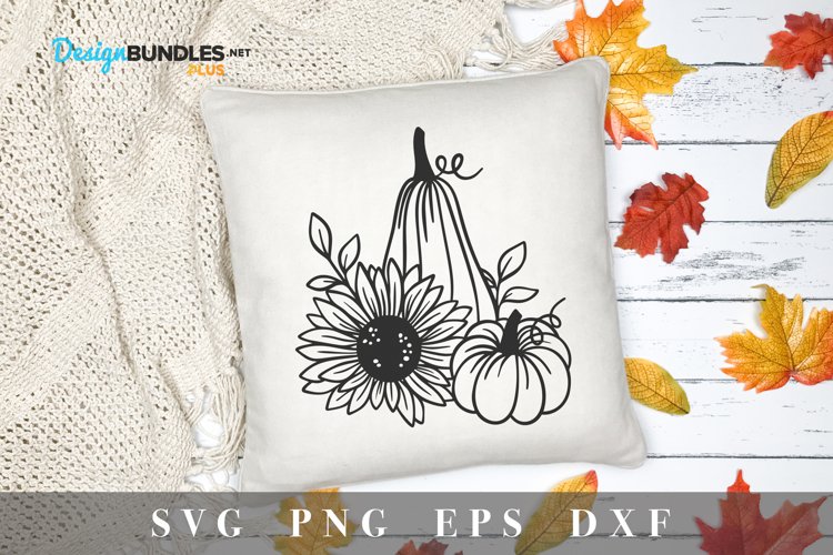 Pumpkins with sunflower svg example image 1