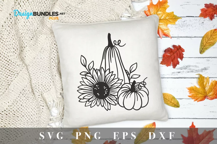 Pumpkins with sunflower svg