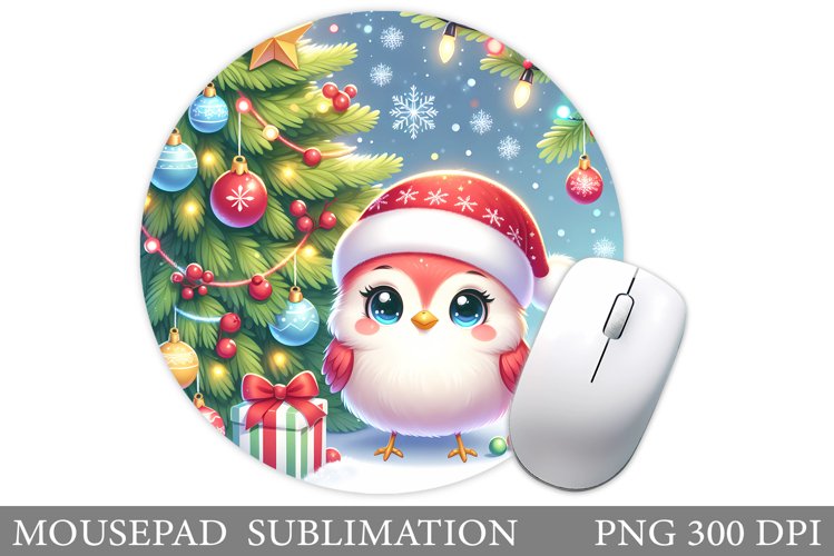 Christmas Bird Mouse Pad. Christmas Mouse Pad Sublimation example image 1