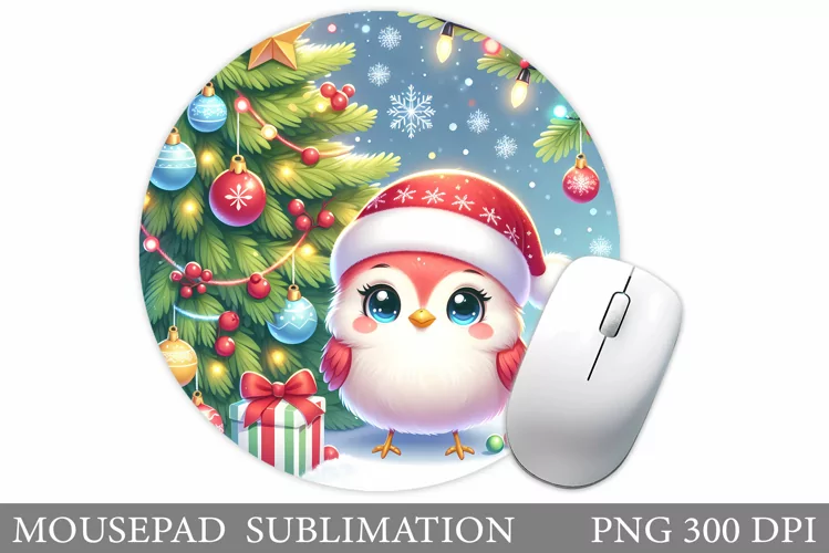 Christmas Bird Mouse Pad. Christmas Mouse Pad Sublimation