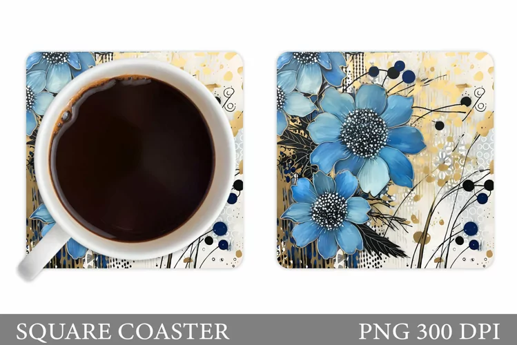 Flowers Coaster Sublimation. Flowers Square Coaster Template