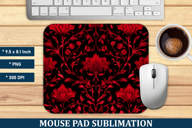 Gothic Red Floral Mouse Pad | Mouse Pad Sublimation