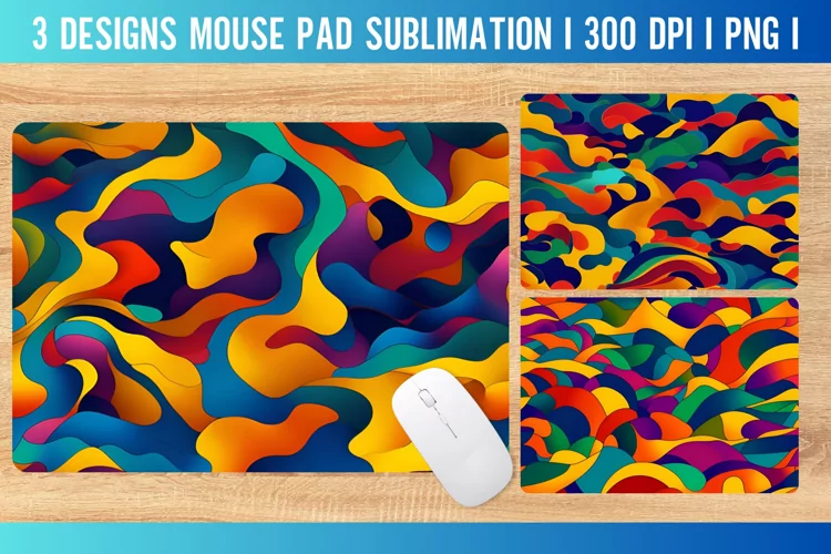 Colorful Wave Mouse Pad Sublimation Design PNG