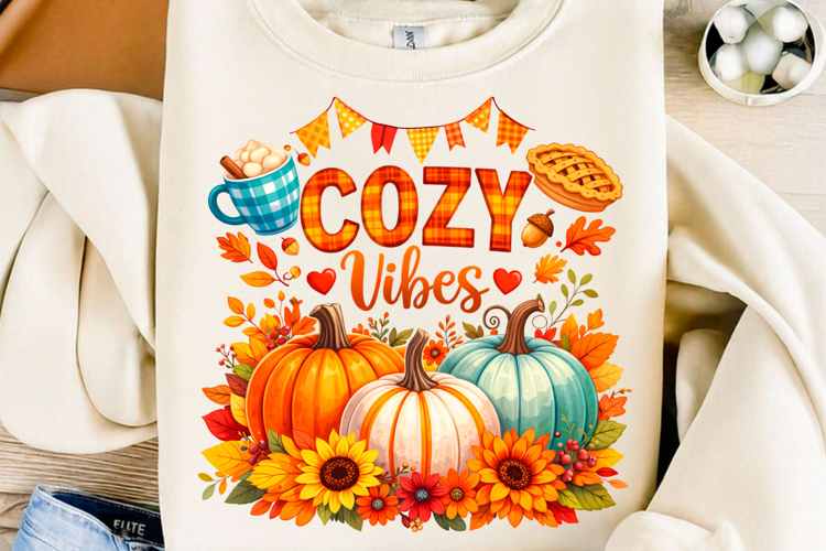 Cozy Vibes Pumpkin Fall Autumn PNG