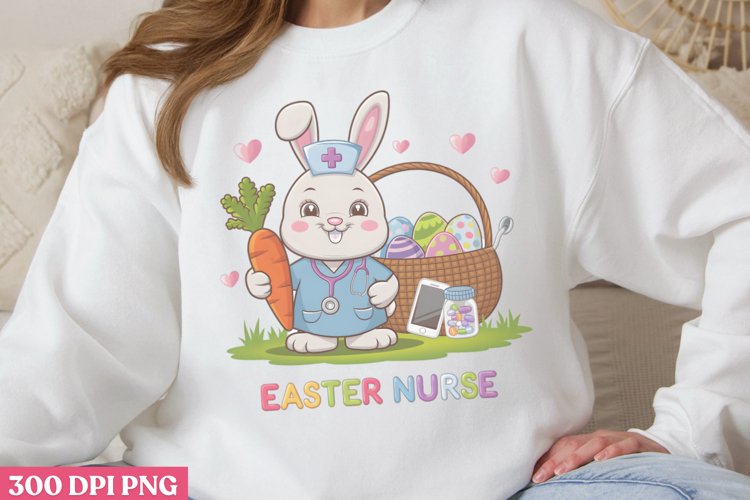 Easter Nurse PNG, Retro Nurse Easter Sublimation PNG