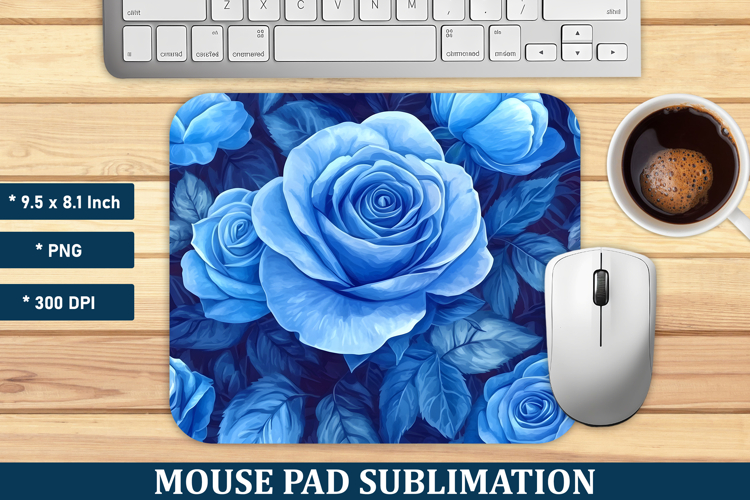 Watercolor Blue Rose Mouse Pad | Mouse Pad Sublimation