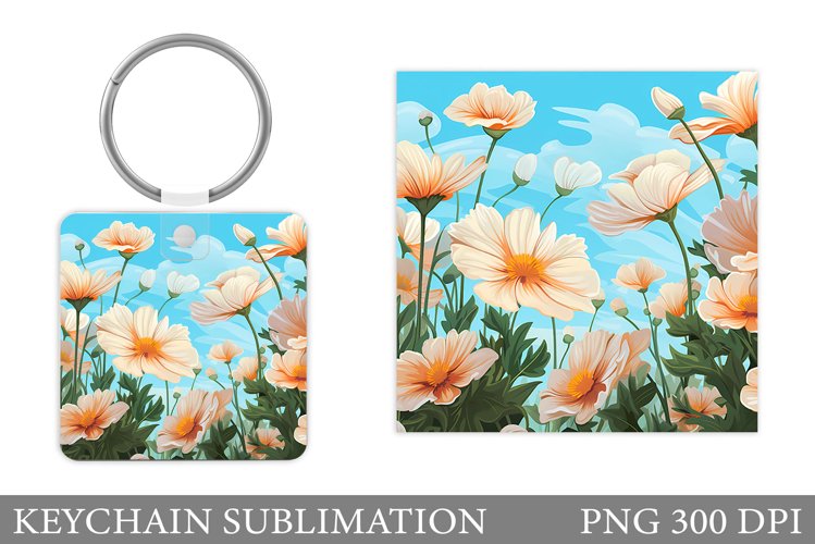 Flowers Keychain Sublimation. Keychain Flowers Design example image 1