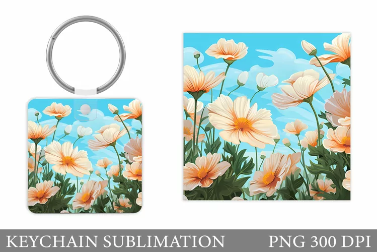 Flowers Keychain Sublimation. Keychain Flowers Design