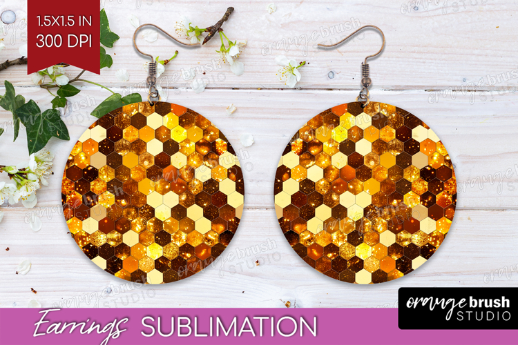 Bee Round Earrings - Honey Bee PNG Sublimation