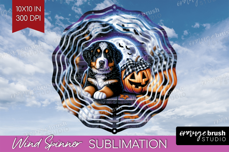 Bernese Mountain Dog Wind Spinner Sublimation PNG Halloween