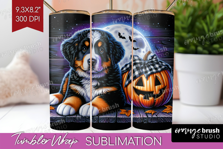 Bernese Mountain Dog Tumbler Wrap Halloween Tumbler PNG