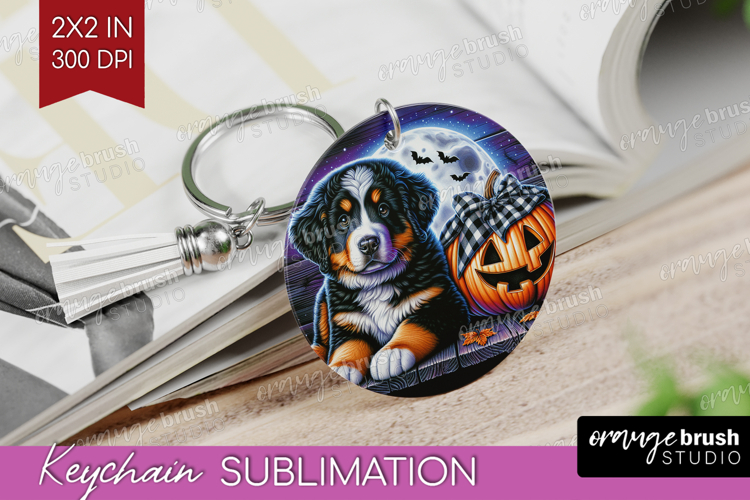 Bernese Mountain Dog Keychain PNG Halloween Keychain