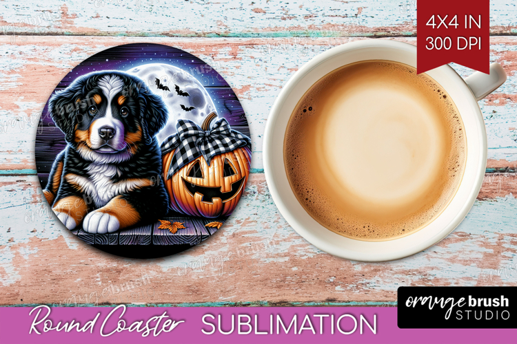 Bernese Mountain Dog Round Coaster Halloween Coaster PNG